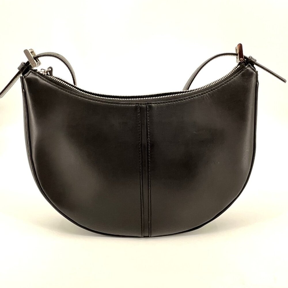 Burberry Leather Shoulder Bag Black Zip Top Silver Hardware Inner Pocket - Picture 2 of 13